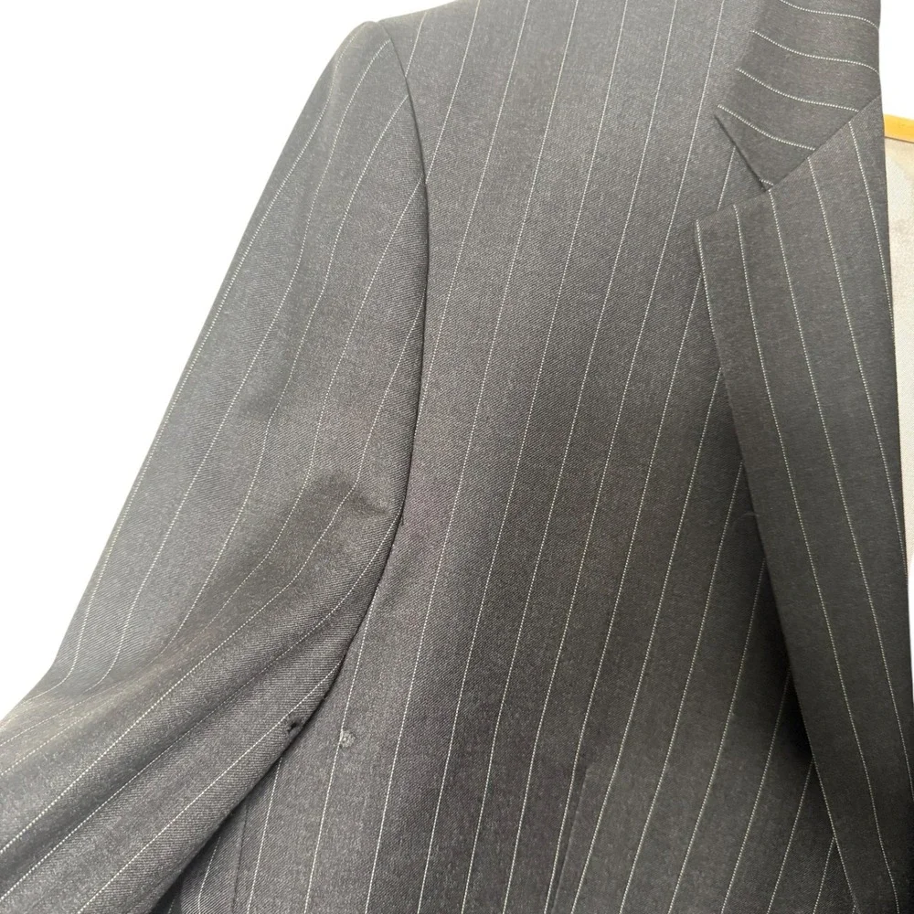 Vitale Barberis Canonico Mens Pinstriped Blazer Suit Jacket Size 50R‎ Super 110s